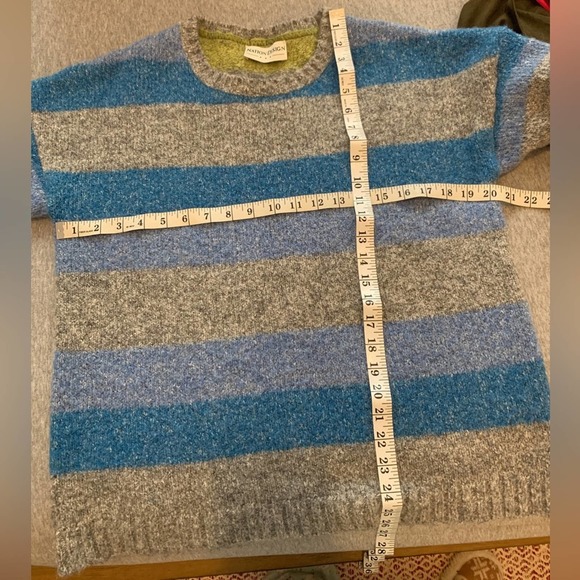 Blue Green Grey Colorblock Bold Striped Sweater - Picture 2 of 6